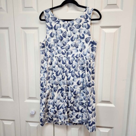 [12] Sleeveless Short Sundress size 12 Blue & White‎ Cotton Pockets - Picture 7 of 11